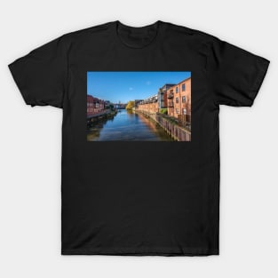 Waterside apartments and flats along the River Wensum T-Shirt